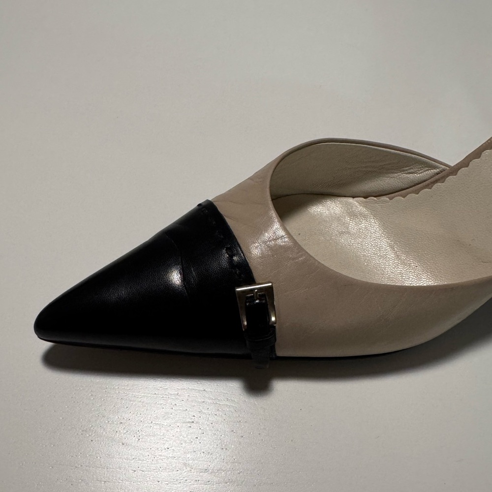 Prada Women's Two-Tone Black and Tan Heels - Picture 2 of 7